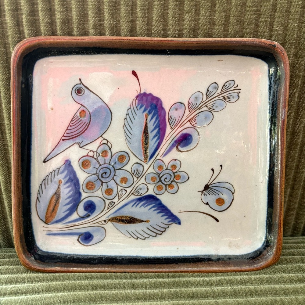 Vintage Ken Edwards El Palomar Mexico Bird & Butterfly Ceramic Plate - Picture 2 of 7